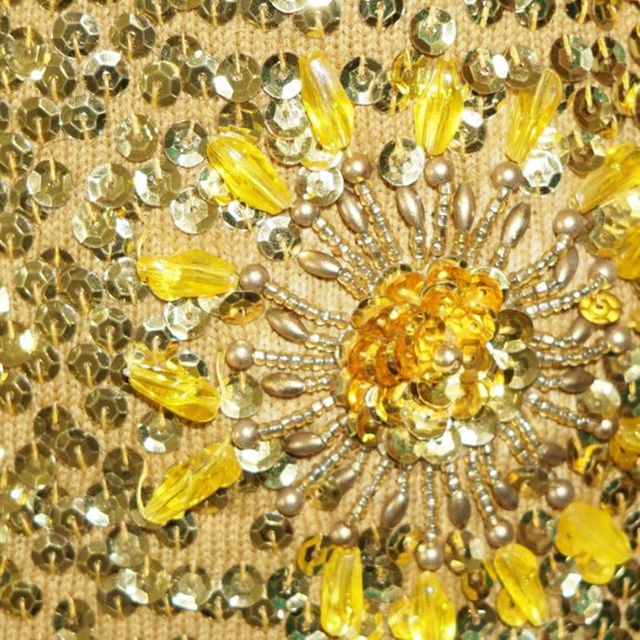 Vintage 1960s Beaded & Sequined Gold Tank Top by Harilela's - Picture 5 of 11